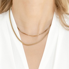 Koreanische Art Geometrisch Rostfreier Stahl Halskette Eingelegtes Gold Edelstahl Halsketten