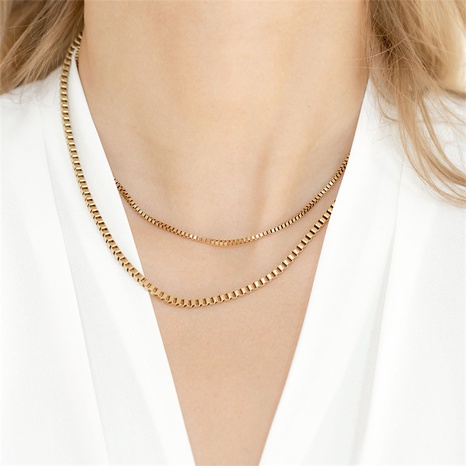 Estilo coreano Geométrico Acero Inoxidable Collar Oro Con Incrustaciones Collares de acero inoxidable's discount tags