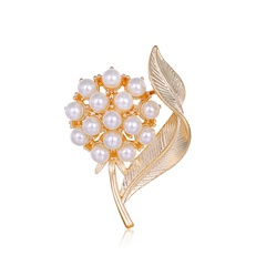 Sweet Flower Alloy Inlay Artificial Pearl Brooches 1 Piece