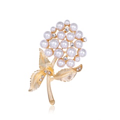 Sweet Flower Alloy Inlay Artificial Pearl Brooches 1 Piece