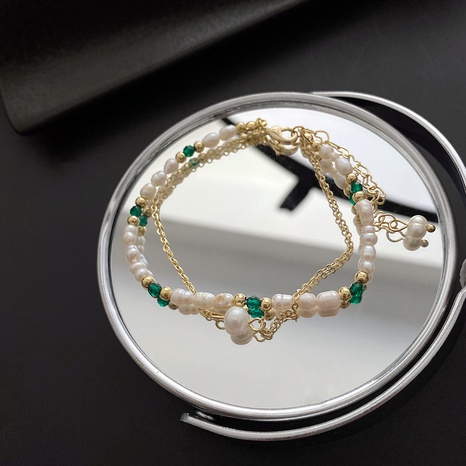 Elegant Geometrisch Titan Stahl Armbänder Perlen Künstliche Perle Edelstahl Armbänder's discount tags