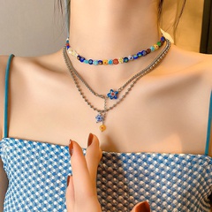 Fashion Geometric Titanium Steel Necklace Plating Colored Glaze Stainless Steel Necklaces