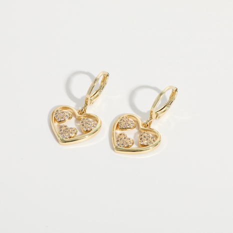 Fashion Heart Shape Copper Earrings Hollow Out Zircon Copper Earrings's discount tags