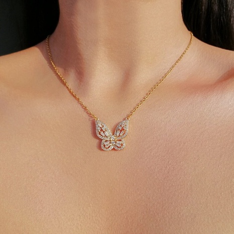 Mode Geometrisch Schmetterling Kupfer Halskette Inlay Zirkon Kupfer Halsketten's discount tags