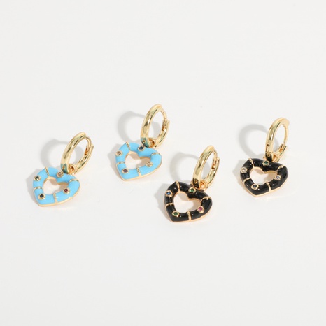 Simple Style Heart Shape Copper Earrings Inlay Zircon Copper Earrings's discount tags