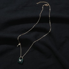Fashion Lock Copper Pendant Necklace Inlay Zircon Copper Necklaces