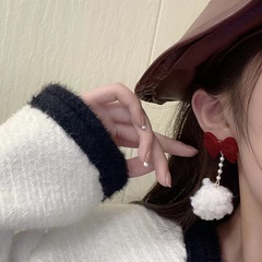 Cute Bow Knot Synthetic Fibre Alloy Pearl Drop Earrings