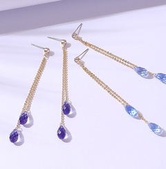 Fashion Water Droplets Copper Drop Earrings Crystal Copper Earrings