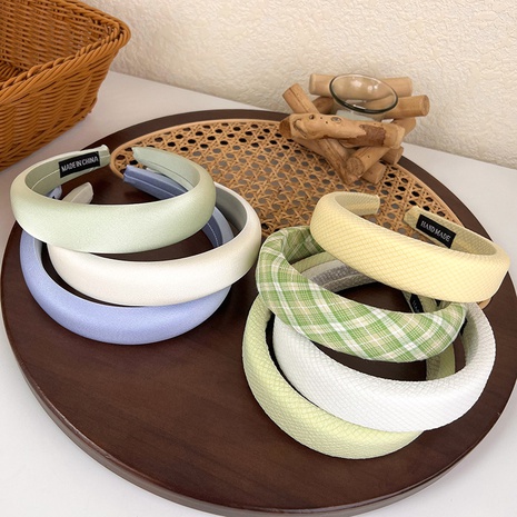 Sweet Plaid Solid Color Cloth Hair Band's discount tags