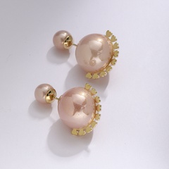 Fashion Pearl Copper Ear Studs Inlay Artificial Pearls Copper Earrings