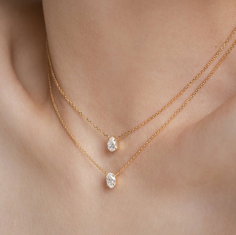 Elegant Wassertropfen Titan Stahl Halskette Mit Anhänger Diamant Künstliche Strasssteine Edelstahl Halsketten's discount tags