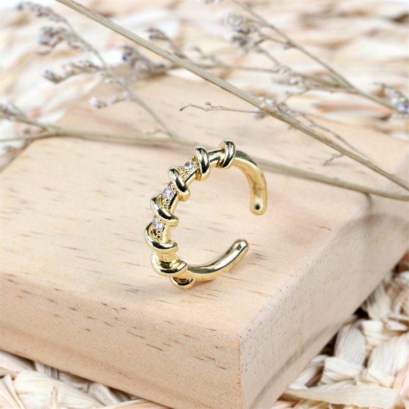 Mode Geometrisch Kupfer Offener Ring Eingelegter Zirkon Zirkon Kupfer Ringe