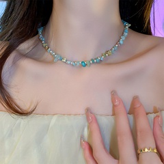 Mode Mehrfarbig Naturstein Kupfer Halskette Perlen Kupfer Halsketten