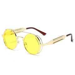Unisex Fashion Geometric Ac Round Frame Metal Sunglasses