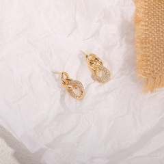 Fashion Geometric Brass Earrings Ear Studs Zircon Copper Earrings