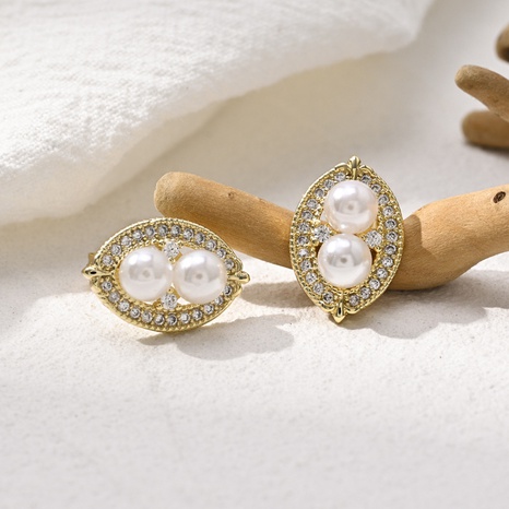 Mode Geometrisch Kupfer Ohrstecker Künstliche Perlen Zirkon Kupfer Ohrringe's discount tags