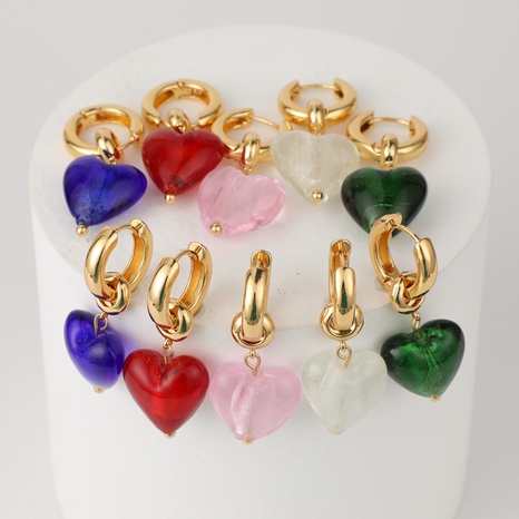 Fashion Heart Shape Brass Earrings Zircon Copper Earrings's discount tags