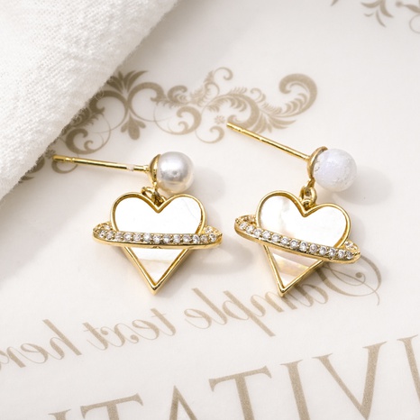 Fashion Heart Shape Copper Drop Earrings Zircon Copper Earrings's discount tags