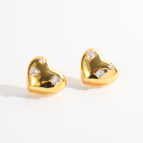 Fashion Heart Shape Copper Ear Studs Zircon Copper Earrings's discount tags
