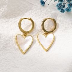 Fashion Heart Shape Brass Earrings Zircon Copper Earrings