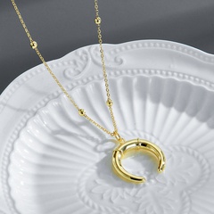 Grenz überschreitende neue Produkte Halbmond Anhänger Halbmond Halskette Perlenkette Kupfer plattiert 14k echtes Gold Schlüsselbein Kette Schmuck Hersteller Quelle