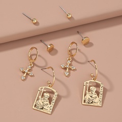 Simple Style Human Cross Alloy Plating Inlay Rhinestones Women'S Drop Earrings Ear Studs 1 Set