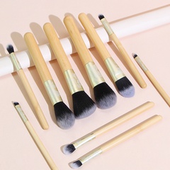 Mango de bambú 10pcs grabado patrón maquillaje pincel set herramientas de belleza