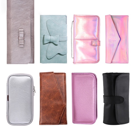Bolsa de maquillaje sobre rosa embalaje de 12 agujeros de color sólido bolsa de cepillo's discount tags
