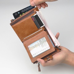 Basic Solid Color Square Zipper Buckle Card Holder
