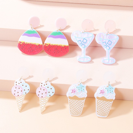 Cute Ice Cream Arylic Printing Earrings's discount tags