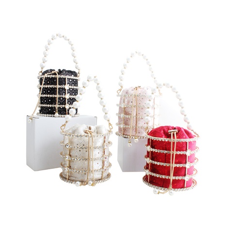 Fashion Solid Color Rhinestone Bucket String Buckle Handbag's discount tags