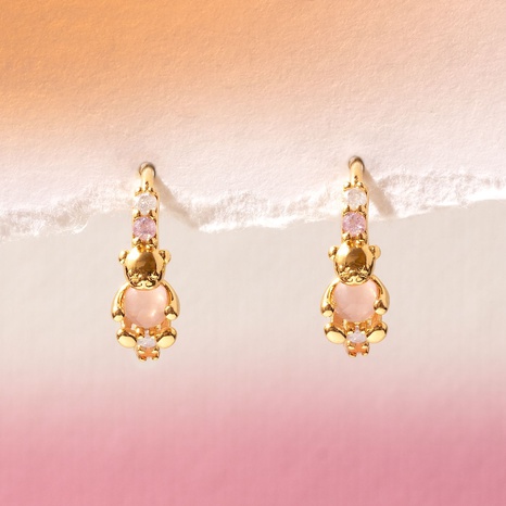 Fashion Bear Brass Earrings Plating Artificial Rhinestones Copper Earrings's discount tags