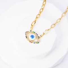 Fashion Eye Stainless Steel Pendant Necklace Inlay Zircon Copper Necklaces