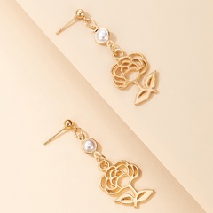 Fashion Alloy Flowers Earrings Daily Artificial Pearl Drop Earrings