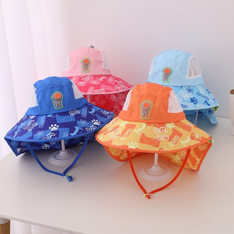 Fashion Cute Thin Sun-Proof Broad-Brimmed Sun Hat with Shawl Child's discount tags