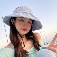 Frauen Sommer Große Krempe Gesicht-Abdeckt Bogen Breiter Krempe UV Schutz Eimer Hut