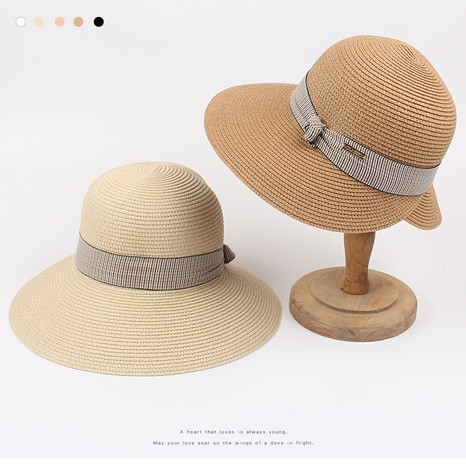 2022 New Summer Fashion Seaside Big Brim Back Slit Casual Sun Straw Hat Female's discount tags