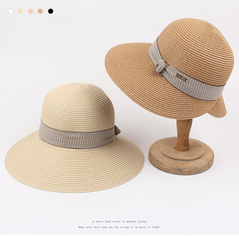 2022 New Summer Fashion Seaside Big Brim Back Slit Casual Sun Straw Hat Female