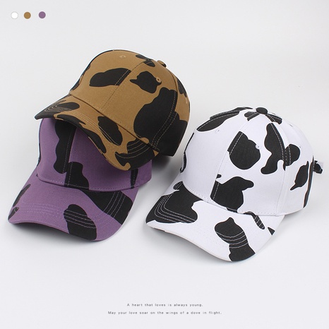 2022 New Summer Fashion Simple Cow Print Outdoor Peaked Baseball Cap Women's discount tags