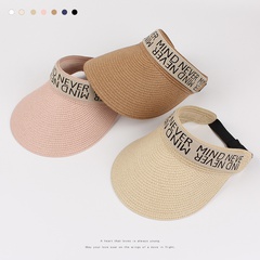 Women's Summer Fashion Sun Protection Letter Foldable Big Brim Straw Topless Hat
