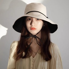 Frauen Sommer Breite Krempe Gesicht-Abdeckt Bogen UV Sonnenschutz Hut Eimer Hut