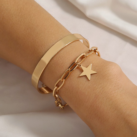 Mode Star Lune Fer Bracelets Placage Pas D'Incrustation Acier inoxydable Bracelets's discount tags