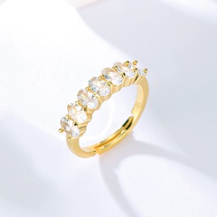 simple fashion golden adjustable copper inlaid zircon open-end ring