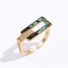 creative fashion golden Geometric copper inlaid zircon open-end Ring