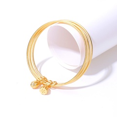 simple fashion golden Frosted Lotus shape Electroplated Copper  Bracelet