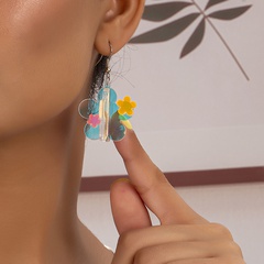 2022 nouvelle Mode Simple Multicolore Fleur Géométrique Alliage Boucles D'oreilles