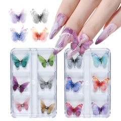 Exclusive for Cross-Border Best-Selling Nail Beauty Tulle Three-Dimensional Butterfly Detachable Nail Art Simulation Butterfly Ornament Box