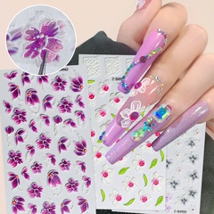 2022 New Nail Beauty Stickers 5D Three-Dimensional Adhesive Relief Mulitcolor Leaves Flower Nail Baita Modeling Spot