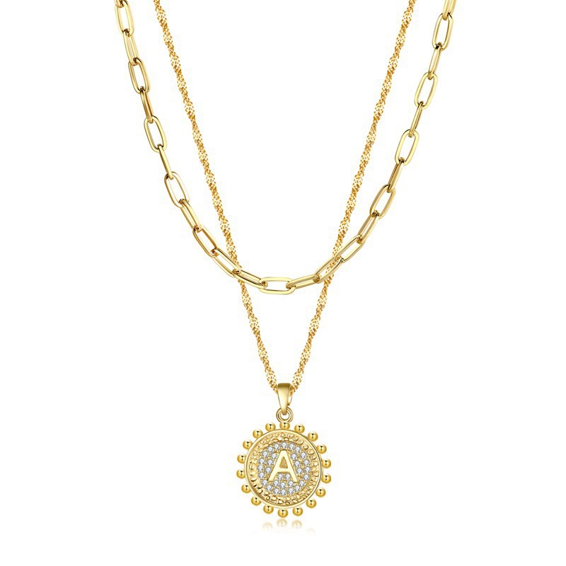 Fashion Letter Alloy Plating Zircon Necklace