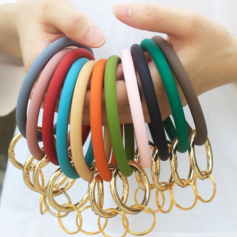 Casual Round Silica Gel No Inlaid Bangle Keychains's discount tags